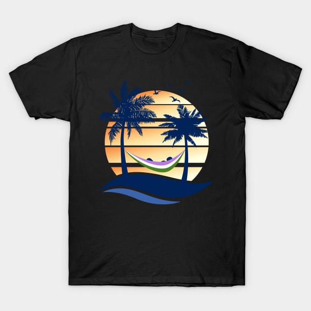 Genderqueer Pride Hammock Summer Beach Sunset T-Shirt by wheedesign